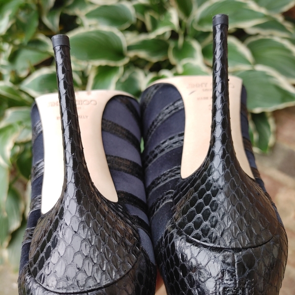 PRISTINE! JIMMY CHOO "FELINE" BLUE SUEDE AND ELAPHE SNAKE BOOTIES, 39 - Picture 16 of 16